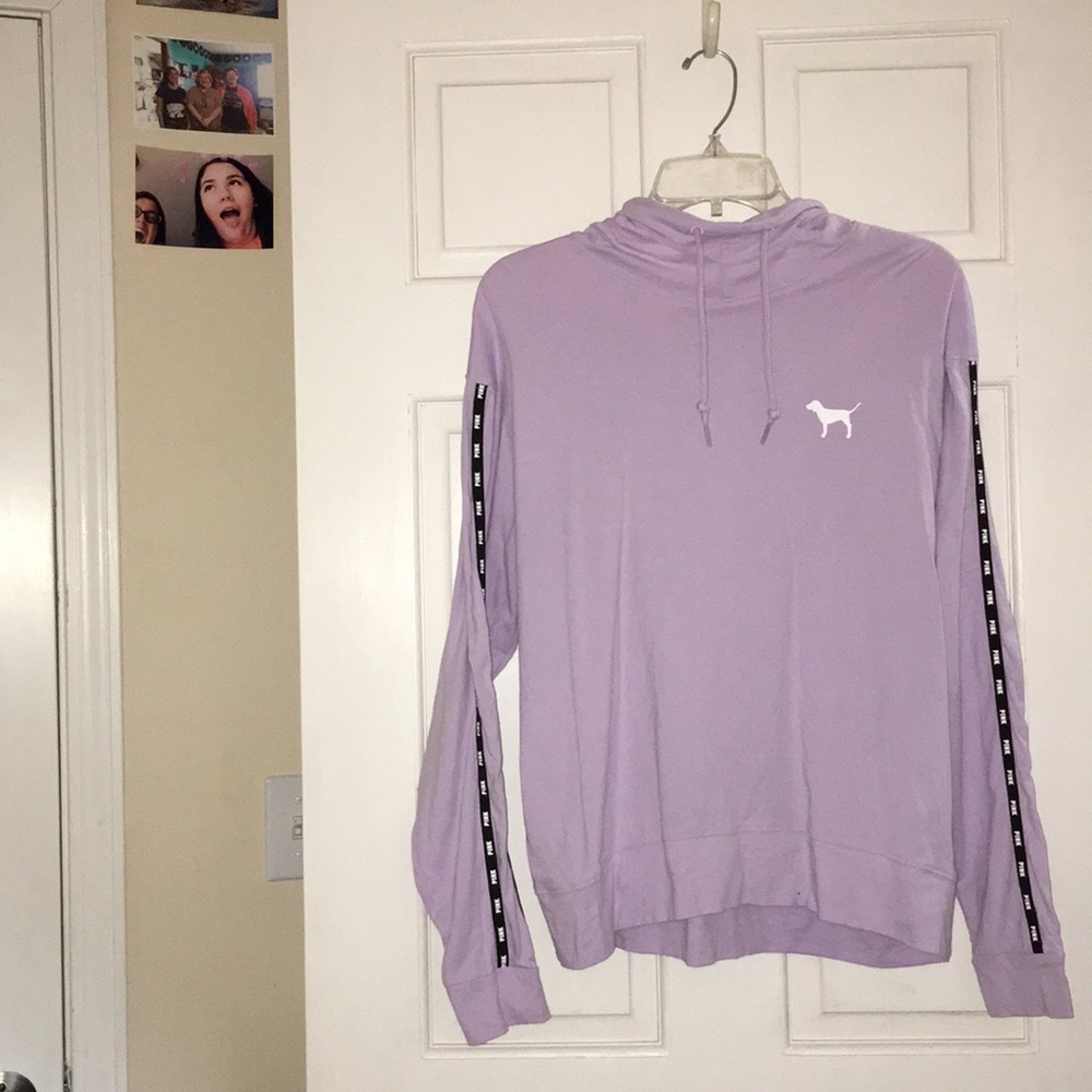Long sleeve shirt with a hood.